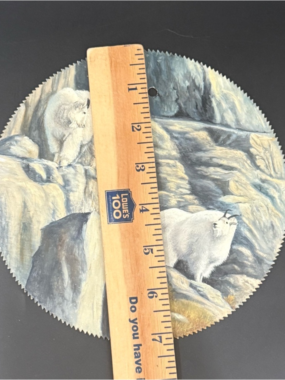 Vintage Hand Painted by Shirley Cox Mountain Goats Acrylic Painting on Saw Blade - Picture 6 of 11